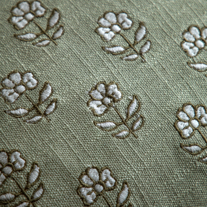 Ilkley Embroider Floral Cushion Sage