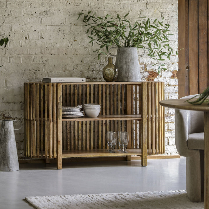 Solid Wood Curved Open Sideboard