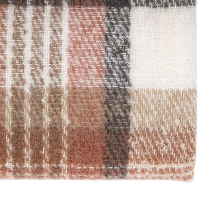 Natural Check Faux Mohair Throw
