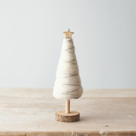 Woollen And Wooden Tree Decorations, 30cm