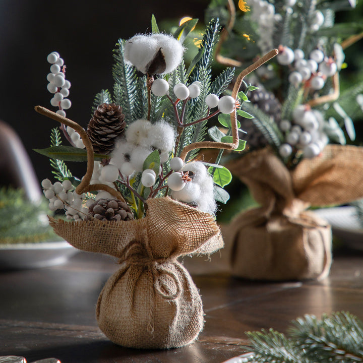 Mixed Pine & Cotton Mini Tree