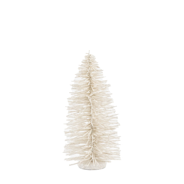 White Glittered Brush Tree | Small