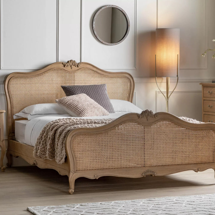 Chic Super King Cane Bed Weathered