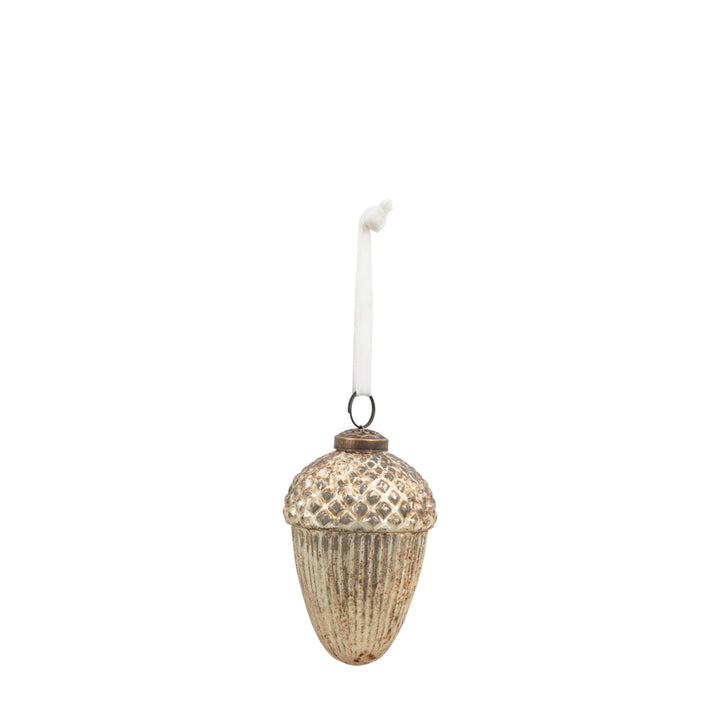 Vintage Gold Glass Acorn Medium Bauble | Set Of 6