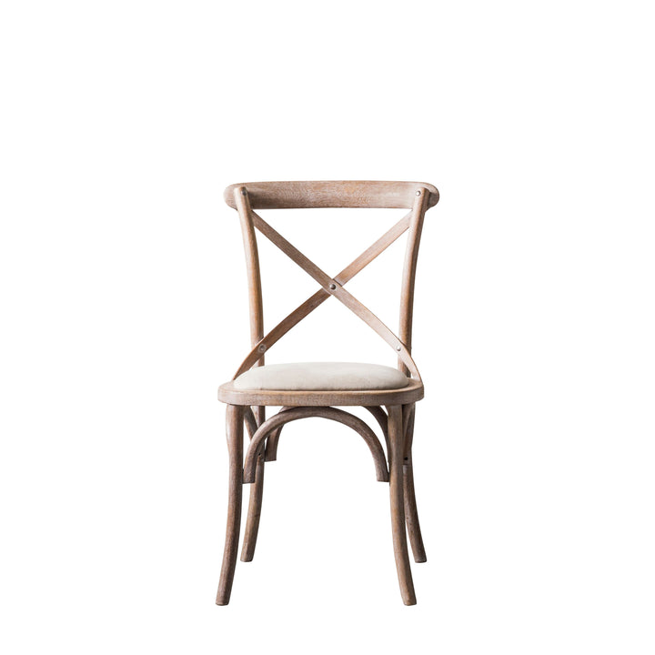Set of 2 Alexander Washed Oak Cross Back Linen Cafe Chair