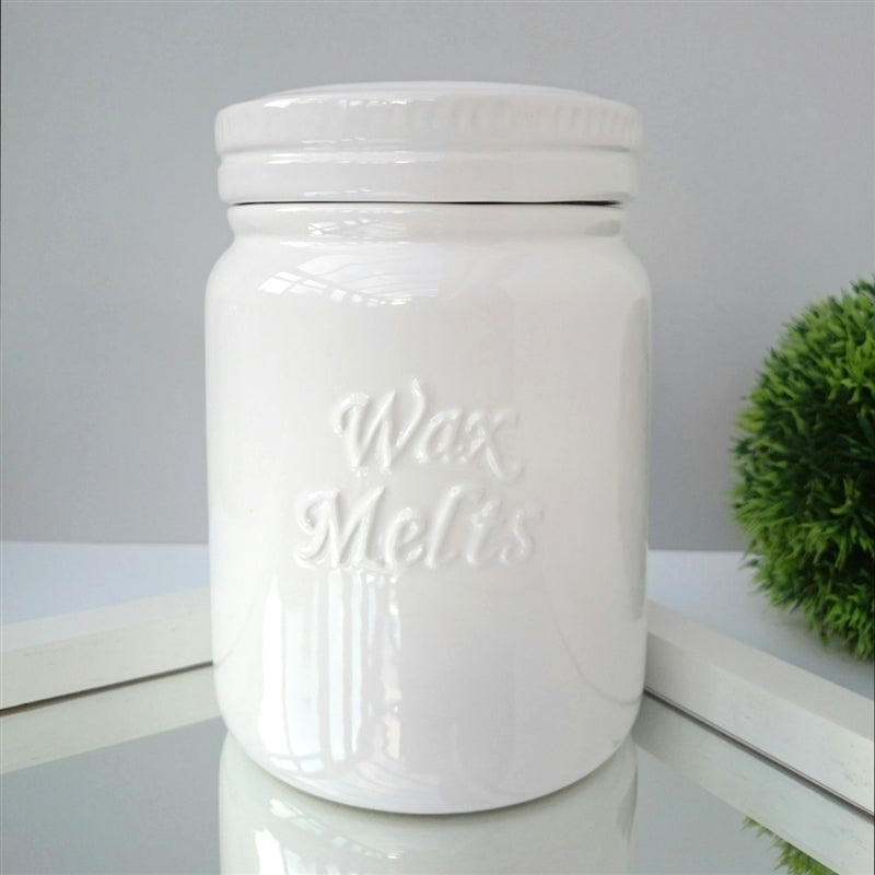 Ceramic Wax Melts Storage Jar - White 18cm
