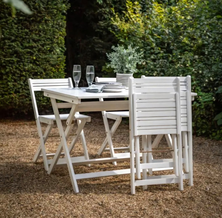 Lindos White Foldaway Dining Set