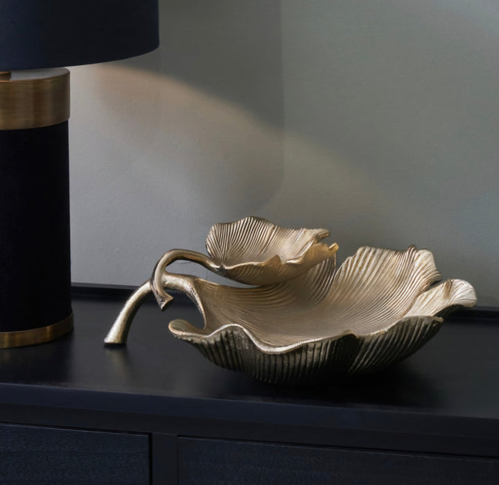 Gold Metal Dual Gingko Leaf Bowl