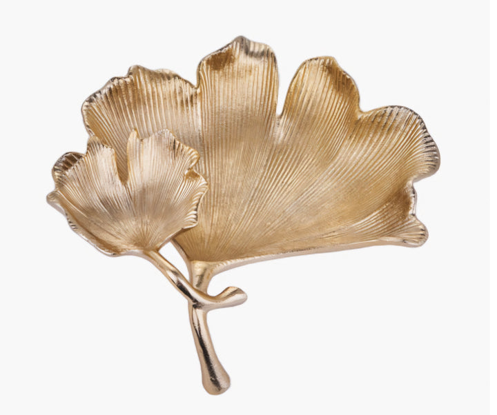 Gold Metal Dual Gingko Leaf Bowl