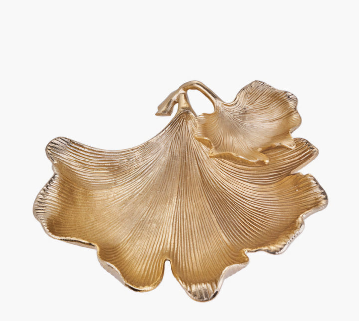 Gold Metal Dual Gingko Leaf Bowl