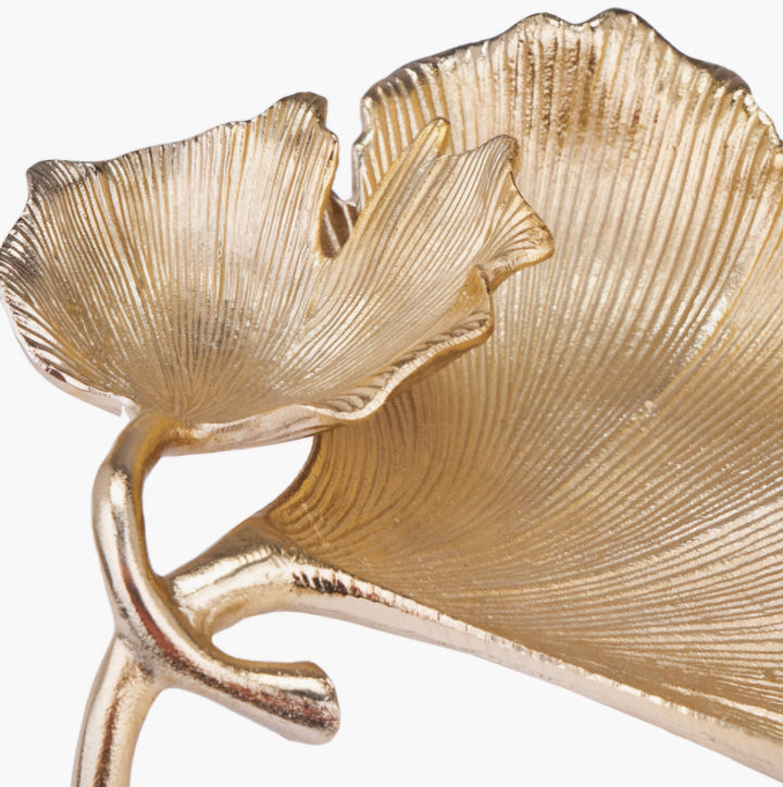 Gold Metal Dual Gingko Leaf Bowl