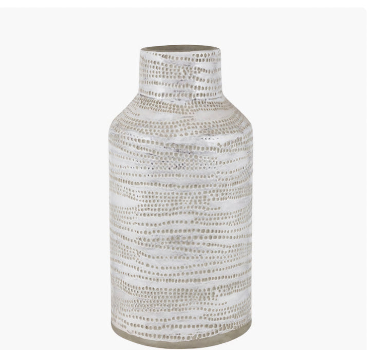 Alina White Stoneware Dot Design Vase Tall