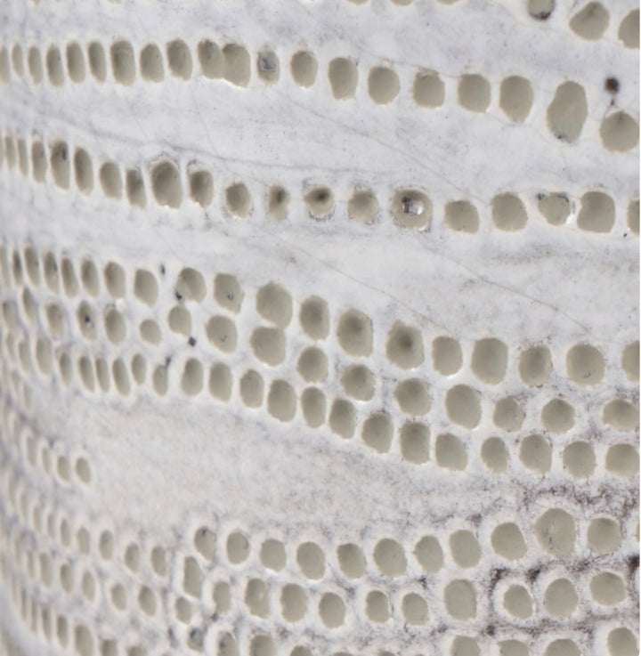 Alina White Stoneware Dot Design Vase Tall