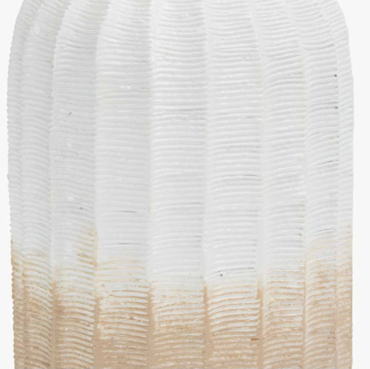 Amalia Natural and White Stoneware Textured Vase
