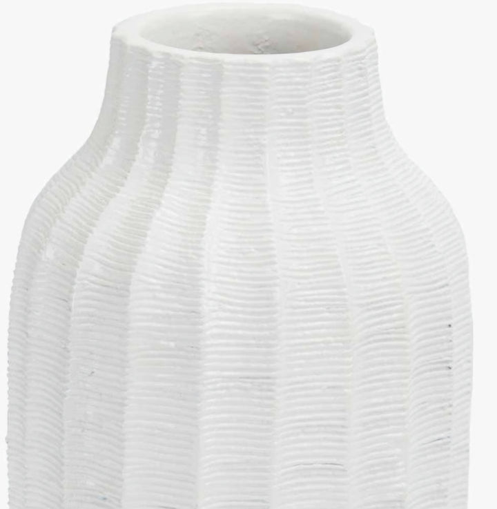 Amalia Natural and White Stoneware Textured Vase