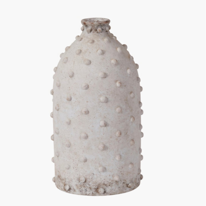 Kali Textured Dot Light Grey Stoneware Vase