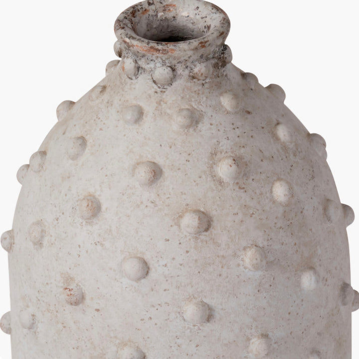 Kali Textured Dot Light Grey Stoneware Vase