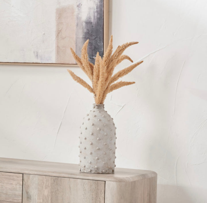 Kali Textured Dot Light Grey Stoneware Vase