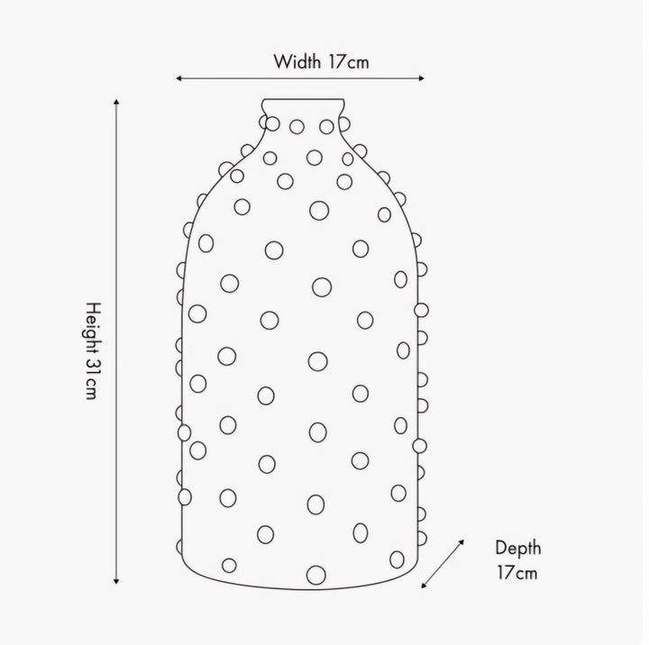 Kali Textured Dot Light Grey Stoneware Vase