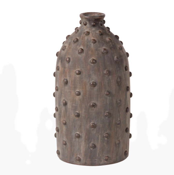 Kali Textured Dot Grey Stoneware Vase