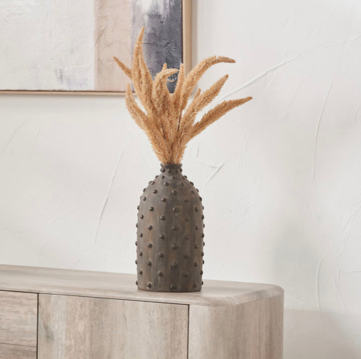 Kali Textured Dot Grey Stoneware Vase