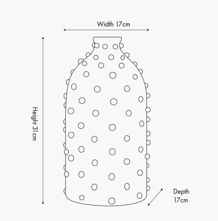 Kali Textured Dot Grey Stoneware Vase