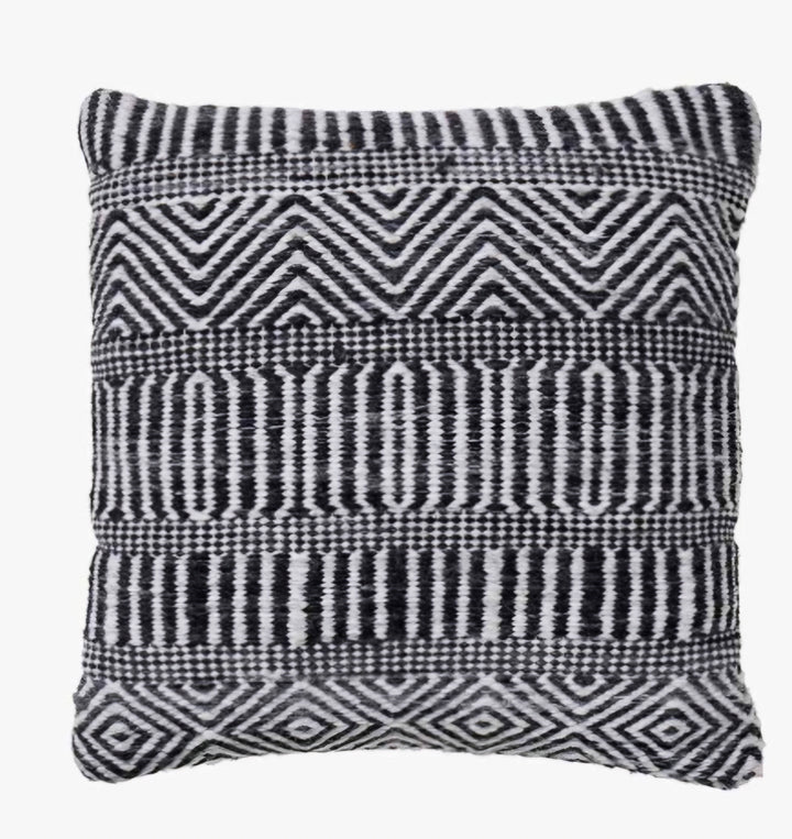 Indoor Outdoor Black and White Inca Design Scatter Cushion