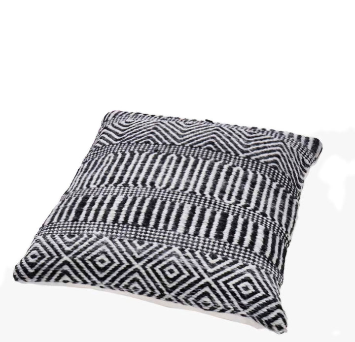 Indoor Outdoor Black and White Inca Design Scatter Cushion
