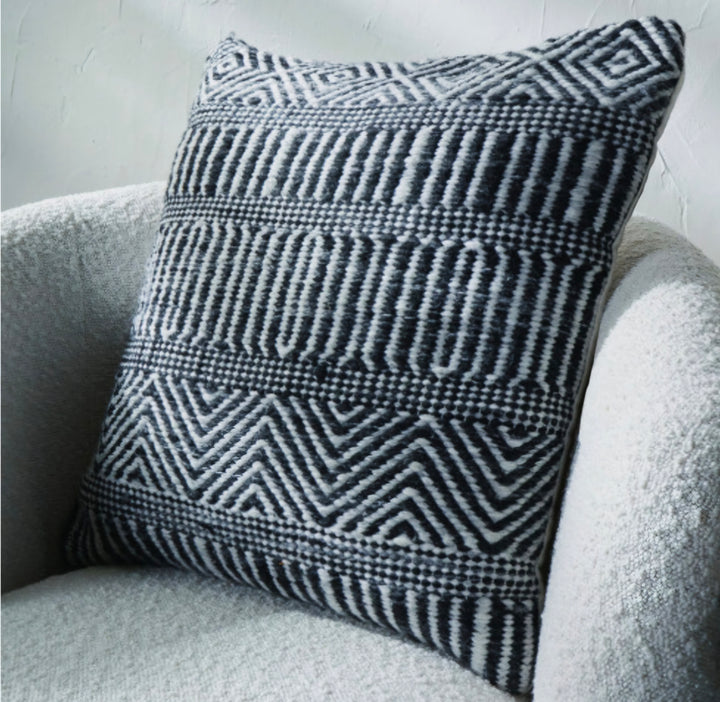 Indoor Outdoor Black and White Inca Design Scatter Cushion