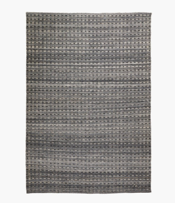 Indoor Outdoor Grey Double Stitch Design Rug Large