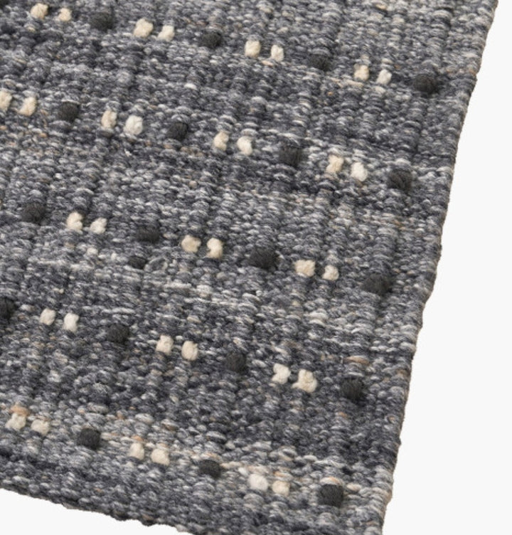 Indoor Outdoor Grey Double Stitch Design Rug Large