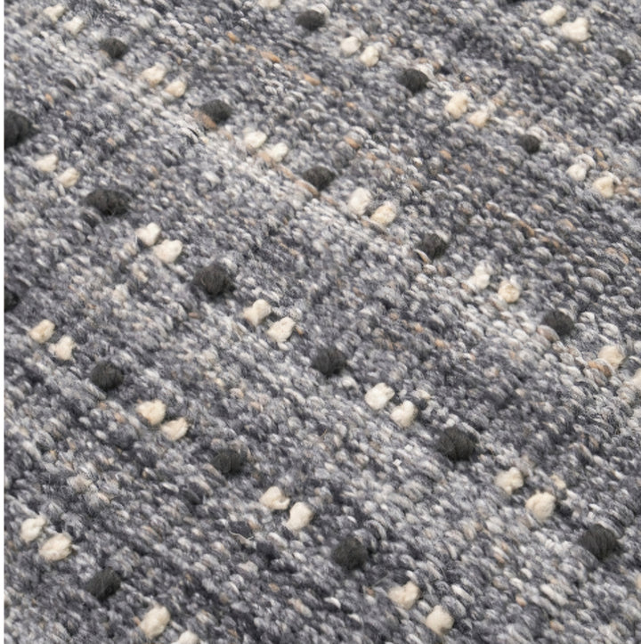 Indoor Outdoor Grey Double Stitch Design Rug Large