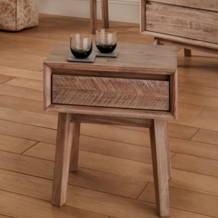 Kalmar Sand Wash Acacia Wood 1 Drawer Unit