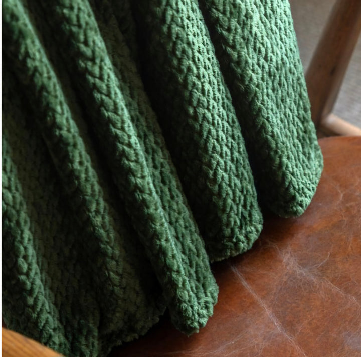 Woodland Chevron Embossed Throw/Green