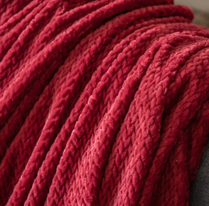 Woodland Chevron Embossed Throw/Red