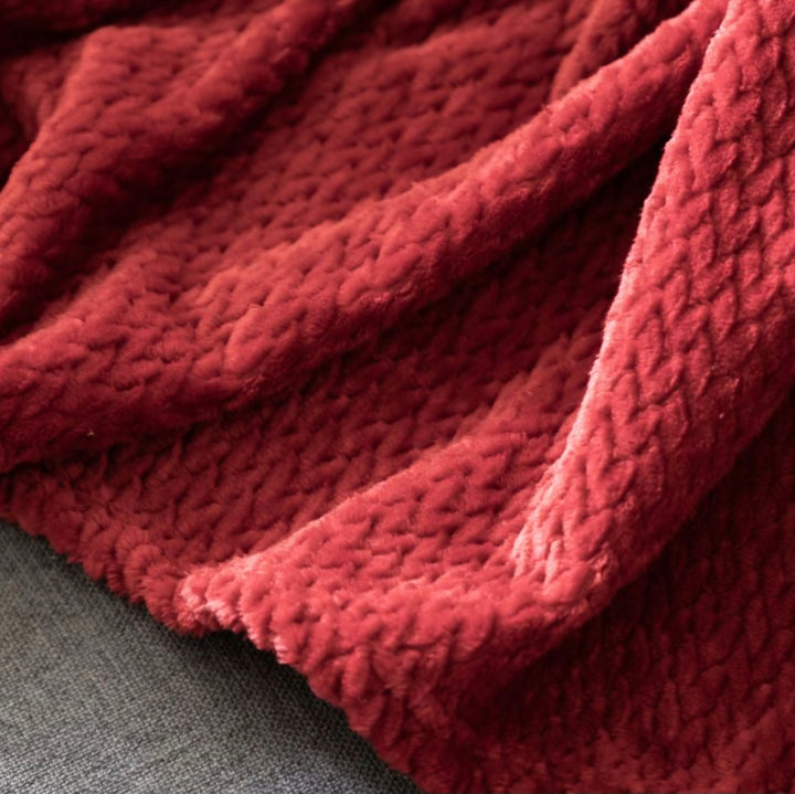 Woodland Chevron Embossed Throw/Red