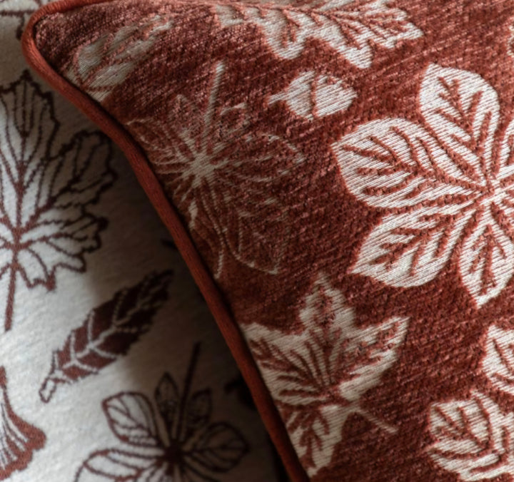 Autumn Leaf Chenille Cushion/Rust