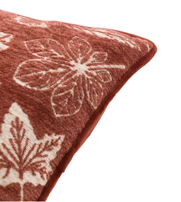 Autumn Leaf Chenille Cushion/Rust