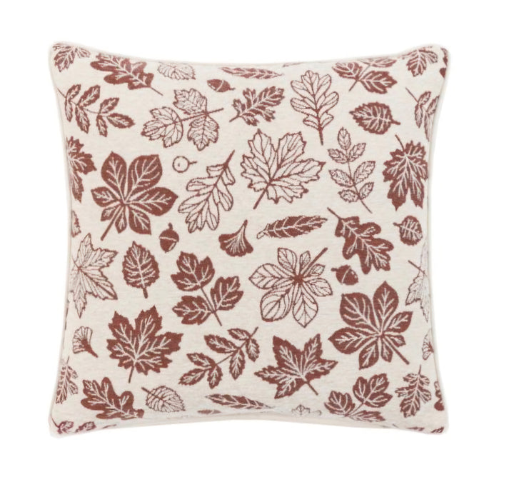 Autumn Leaf Chenille Cushion/cream