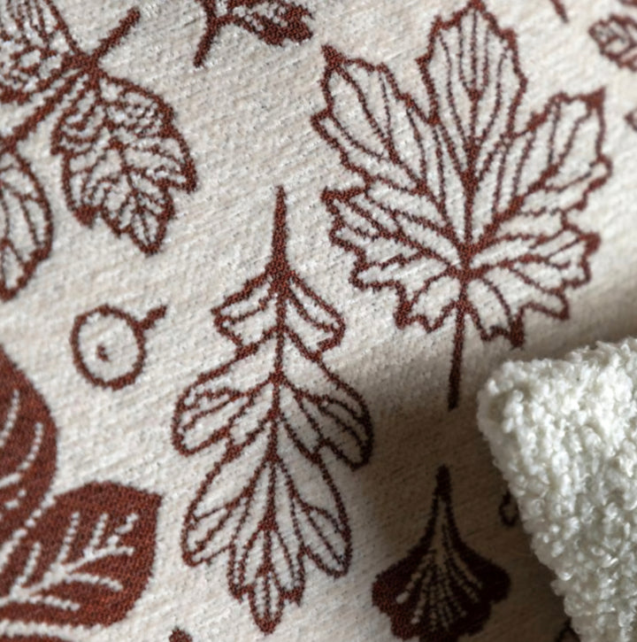 Autumn Leaf Chenille Cushion/cream