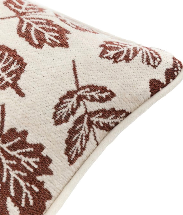 Autumn Leaf Chenille Cushion/cream