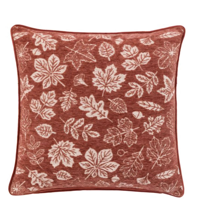 Autumn Leaf Chenille Cushion/Rust