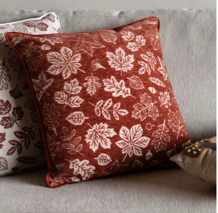 Autumn Leaf Chenille Cushion/Rust
