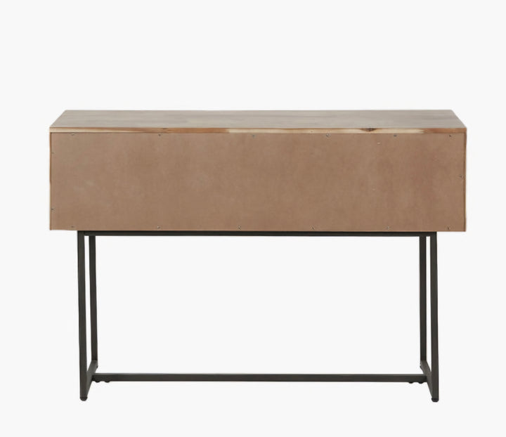 Marca Sand Wash Acacia Wood and Black Metal 1 Drawer Console/Free Delivery