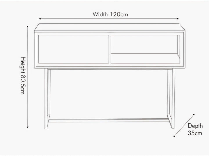 Marca Sand Wash Acacia Wood and Black Metal 1 Drawer Console/Free Delivery