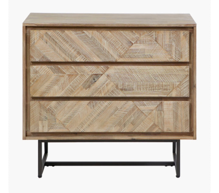 Scandi-style wooden drawer unit with black metal frame