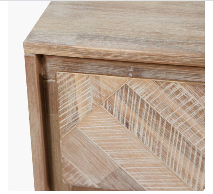 Marca Sand Wash Acacia Wood and Black Metal 3 Drawer Unit/ Scandi /Free Delivery