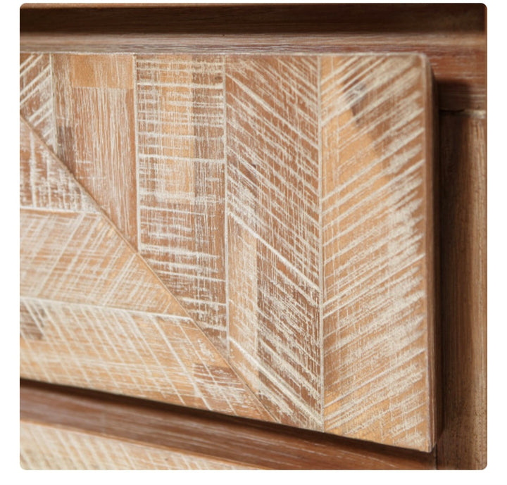 Marca Sand Wash Acacia Wood and Black Metal 3 Drawer Unit/ Scandi /Free Delivery