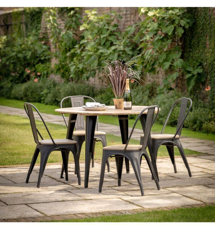 Ponza Round Dining Table Acacia and black metal /Free delivery