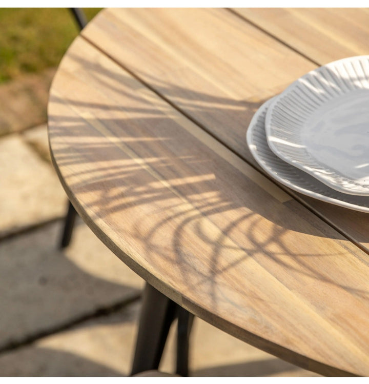 Ponza Round Dining Table Acacia and black metal /Free delivery